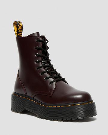 Dr Martens Jadon Smooth Læder Platform Støvler Herre Bordeaux | DK 560NWY